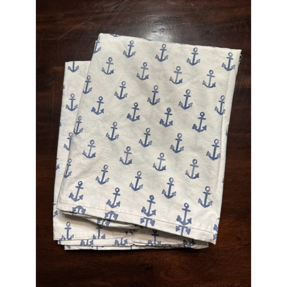 Pottery Barn Anchor STANDARD Size Pillowcase Set 2 Teen Kids Nautical Coastal